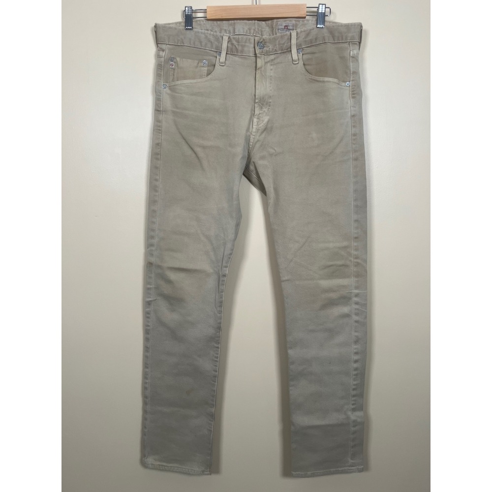 AG Adriano Goldschmied The Dylan Jeans Men 36 Tan Slim Straight Stretch USA Made